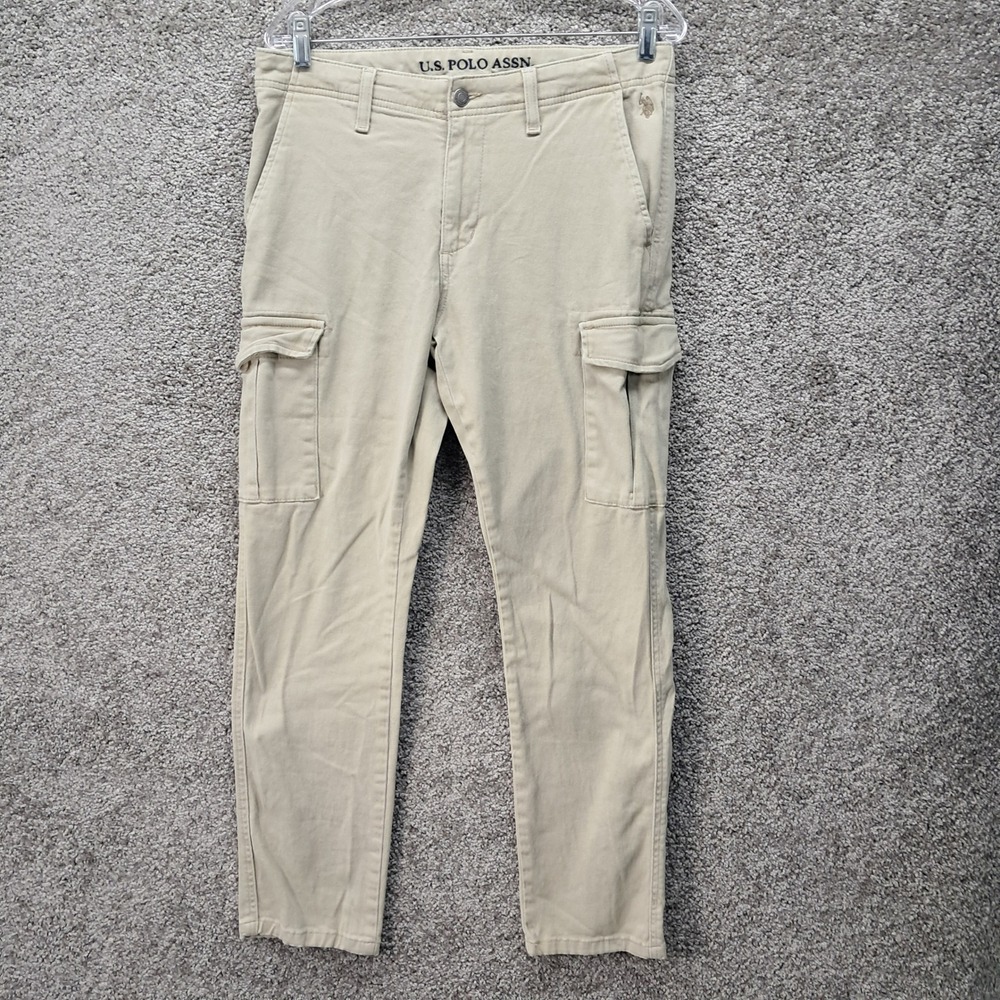 US Polo Assn Mens Cargo Pants Tan Khaki Activate Stretch 31x30 11C878